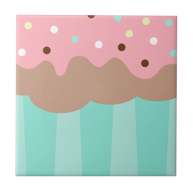 Azulejo De Cerâmica Cupcake da hortelã (Frente)