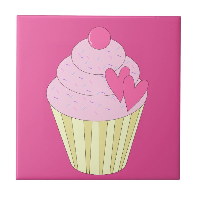 Azulejo De Cerâmica cupcake decorado ilusima (Frente)