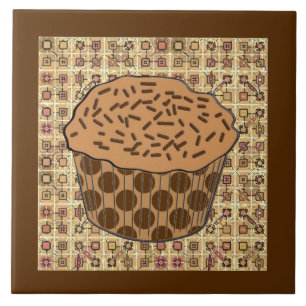 Azulejo De Cerâmica Cupcake do Fosco de Caramelo com borrachas