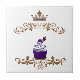 Azulejo De Cerâmica Cupcake roxo régio