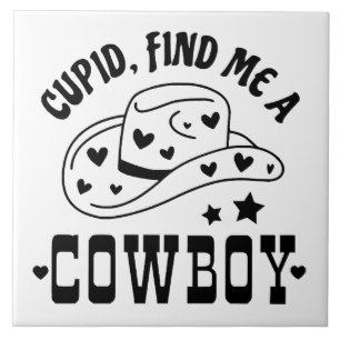Azulejo De Cerâmica Cupido Encontre Me Um Cowboy Western