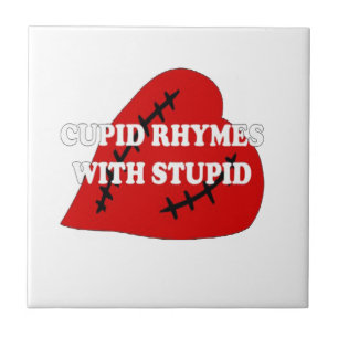 Azulejo De Cerâmica Cupido Rhymes Com Estúpidos