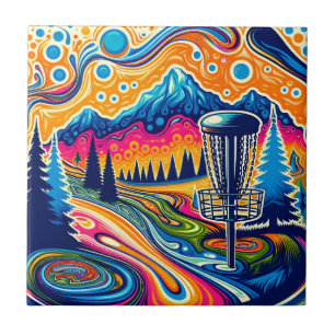 Azulejo De Cerâmica Curso Psicodélico de Golfe de Disco nas Montanhas