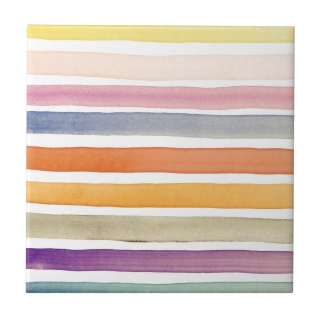 Azulejo De Cerâmica Cursos pintados mão da escova da aguarela, (Frente)