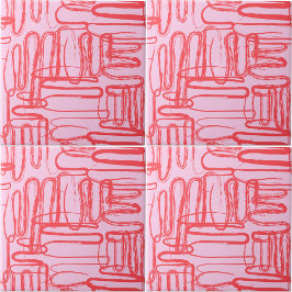 Azulejo De Cerâmica Curva Rosa Ondulada Abstrata Moderna