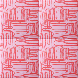 Azulejo De Cerâmica Curva Rosa Ondulada Abstrata Moderna