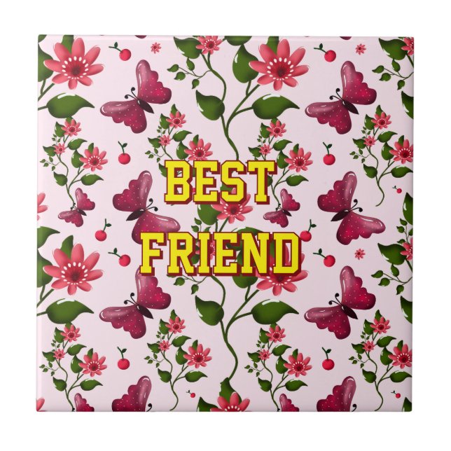 Azulejo De Cerâmica Custom and personalized floral Butterfly pattern  (Frente)