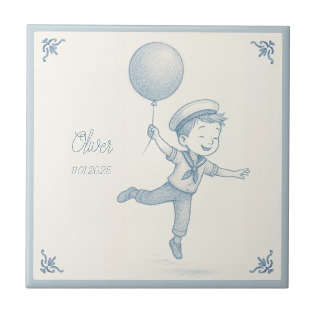 Azulejo De Cerâmica Custom personalized baby boy name  (Frente)