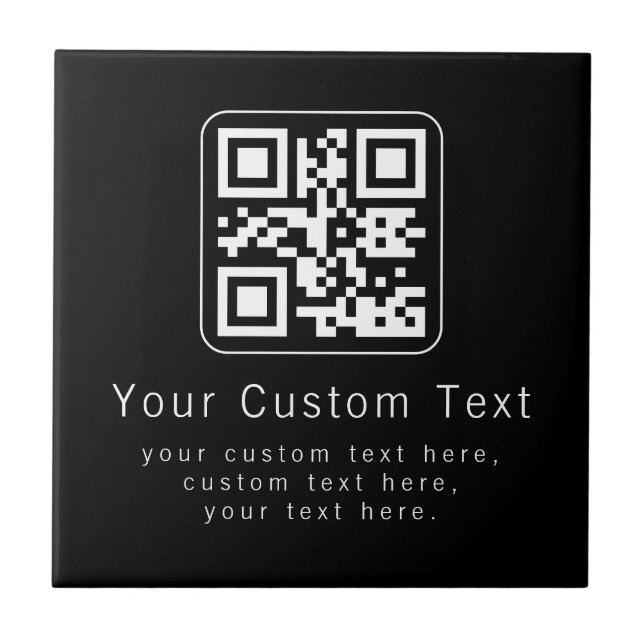 Azulejo De Cerâmica Customizable QR Code & Editable Text Template (Frente)