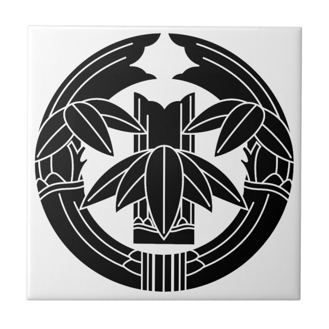 Azulejo De Cerâmica Cut bamboo in embracing bamboo leaves (Frente)