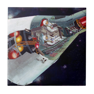 Azulejo De Cerâmica Cutaway, Uma Nave Espacial Gemini De Duas Pessoas