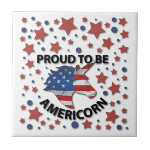 Azulejo De Cerâmica Cute 4 de julho, vermelho, branco e azul Americano