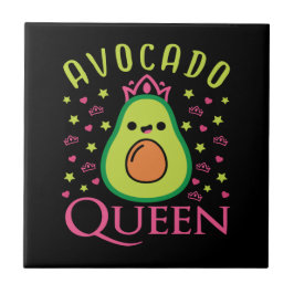 Azulejo De Cerâmica Cute Avocado Queen with Heart Keto Girl Cooking 