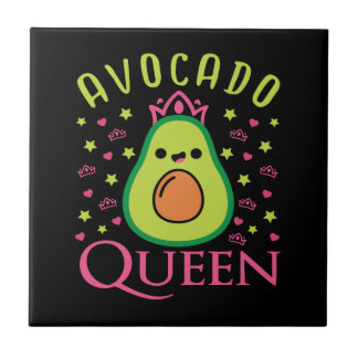 Azulejo De Cerâmica Cute Avocado Queen with Heart Keto Girl Cooking