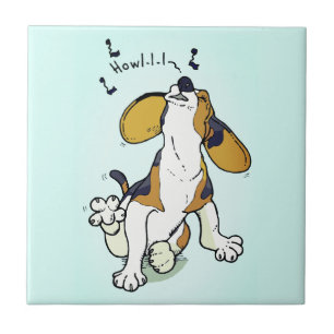 Azulejo De Cerâmica Cute Brown Puppy Howl