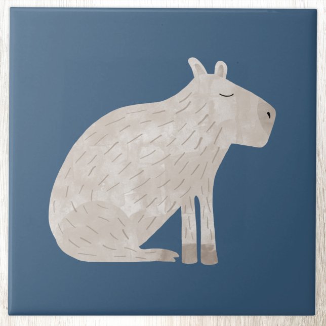 Azulejo De Cerâmica Cute Capybara  (Fun capybara ceramic tile for animal lovers)