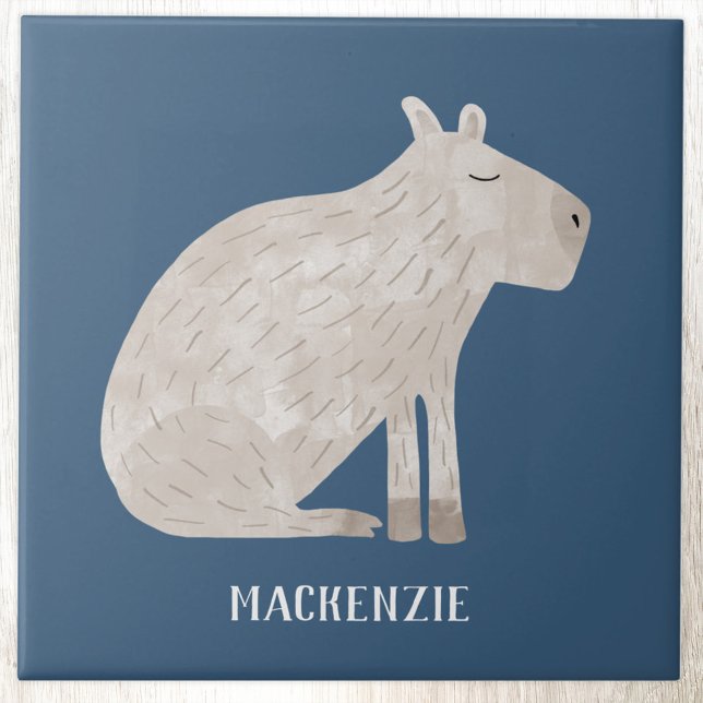 Azulejo De Cerâmica Cute Capybara Personalized Name (Fun capybara personalized custom name ceramic tile for animal lovers)