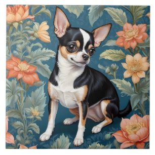 Azulejo De Cerâmica Cute Chihuahua William Morris Inspirou Floral