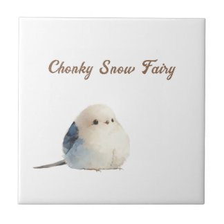 Azulejo De Cerâmica Cute Chonky Snow Fairy Shima Enaga Bird