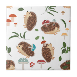 Azulejo De Cerâmica Cute Cogumelos deouriço Floresta Animal