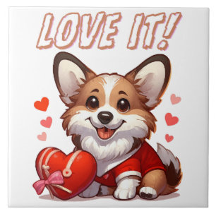 Azulejo De Cerâmica Cute Corgi Amor