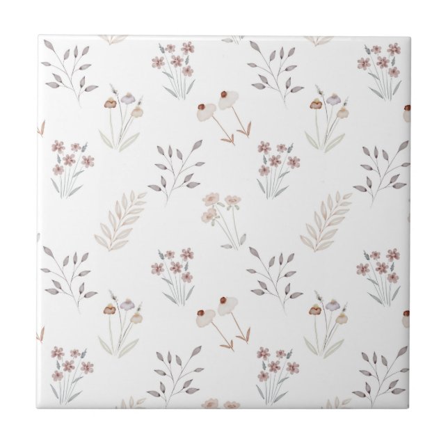 Azulejo De Cerâmica Cute Floral Elegant Wildflowers Ceramic Tile (Frente)