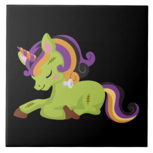 Azulejo De Cerâmica Cute Frankenstein Unicorn Halloween