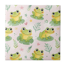 Azulejo De Cerâmica Cute frogs Pattern