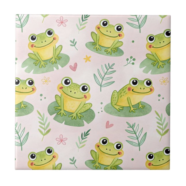 Azulejo De Cerâmica Cute frogs Pattern (Frente)