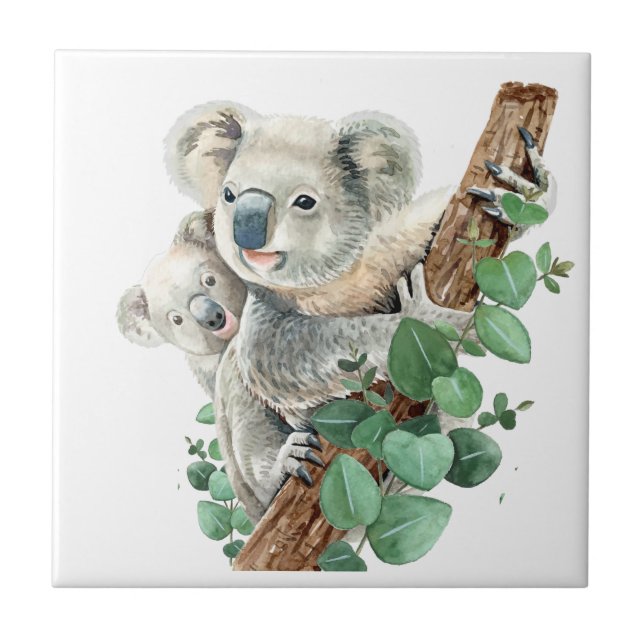 Azulejo De Cerâmica Cute Little Koala Bear Australian Animal Art    (Frente)