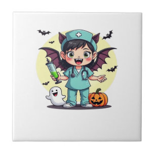 Azulejo De Cerâmica Cute little witch enfermeira Halloween camiseta Pr
