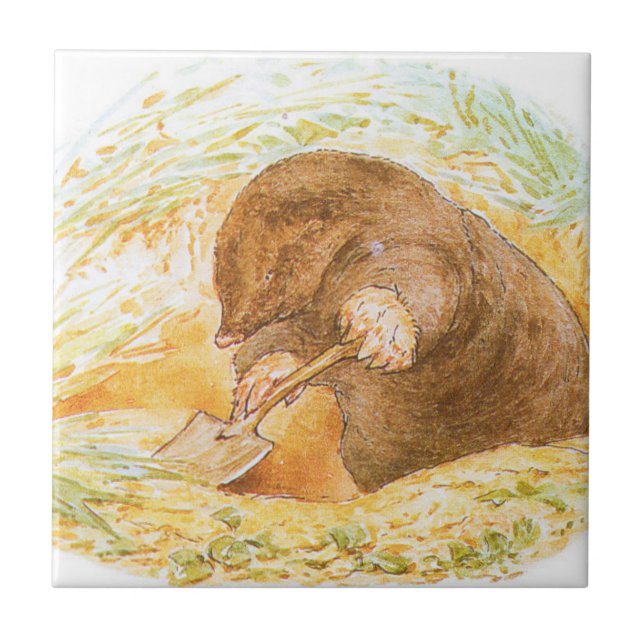Azulejo De Cerâmica Cute Mole (Arte Animal para Crianças) (Beatrix Pot (Frente)