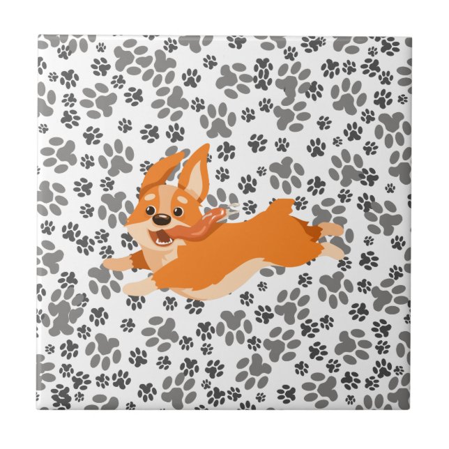 Azulejo De Cerâmica Cute Pembroke Welsh Corgi (Frente)