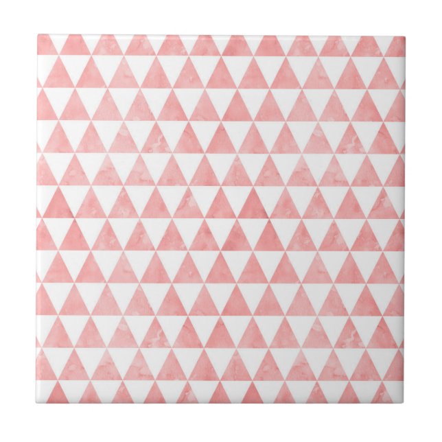Azulejo De Cerâmica Cute Pink And White Triangle Pattern Ceramic Tile (Frente)