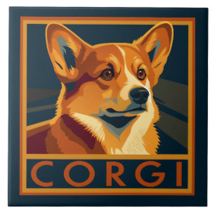 Azulejo De Cerâmica Cute Retro Pembroke Welsh Corgi