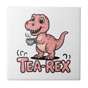 Azulejo De Cerâmica Cute Tea-Rex Dinossauro Rosa – Beba Feliz!
