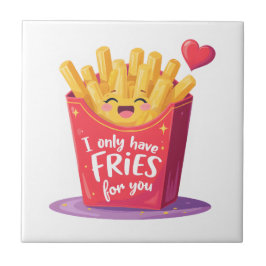 Azulejo De Cerâmica Cute Valentine French Fries Pun
