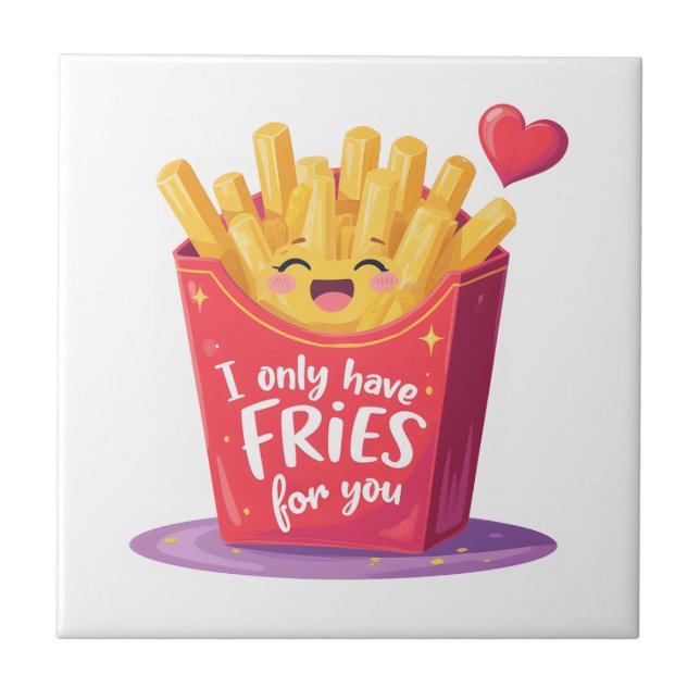 Azulejo De Cerâmica Cute Valentine French Fries Pun (Frente)