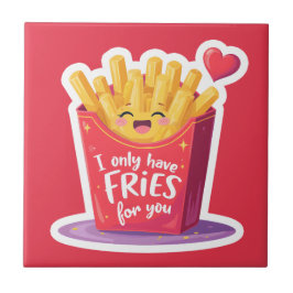 Azulejo De Cerâmica Cute Valentine French Fries Pun