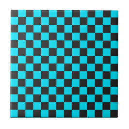 Azulejo De Cerâmica Cyan and charcoal checkerboard pattern
