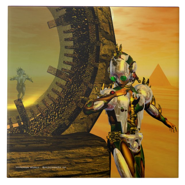 Azulejo De Cerâmica CYBORG TITAN,DESERT HYPERION Science Ficfi (Frente)