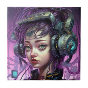 Azulejo De Cerâmica Cyborg Woman Science Fiction