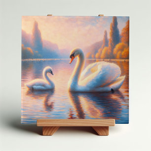 Azulejo De Cerâmica Cygnet e Swan