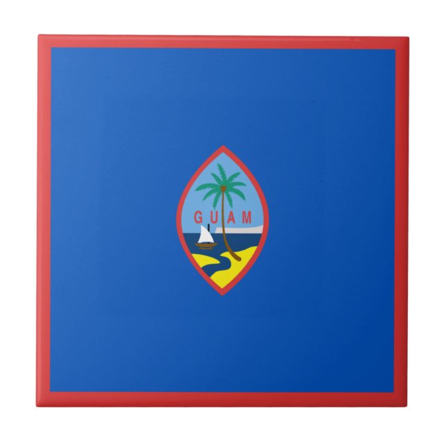 Azulejo de Cerâmica da Bandeira de Guam (Frente)