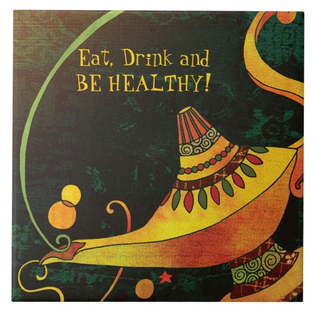 Azulejo De Cerâmica Da fantasia mágica da lâmpada do Genie deusa (Frente)