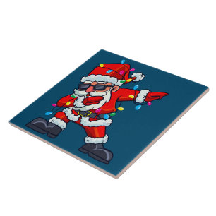 Azulejo De Cerâmica Dabbing Papai Noel, Árvore de Natal, Criança