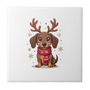 Azulejo De Cerâmica Dachshund Alegria de Inverno
