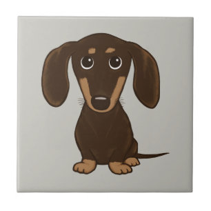 Azulejo De Cerâmica Dachshund de Chocolate Bonito Cachorro-Desenho