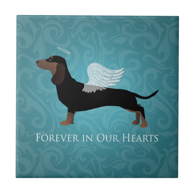 Azulejo De Cerâmica Dachshund - Design Memorial Pet Loss (Frente)
