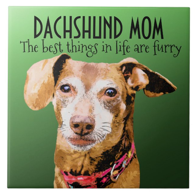 Azulejo de cerâmica Dachshund Mãe (Frente)